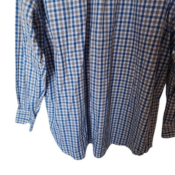 Peter Millar Dress Button Down Shirt White Blue Gray Check XXL‎ 100% Cotton - Picture 8 of 9
